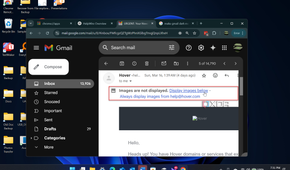 Shows displaying external images option in gmail