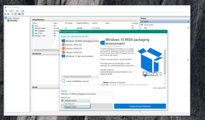 screenshots shows more options for quick create option in hyper-v