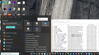 screenshot showing search on Windows Taskbar next to Everything app