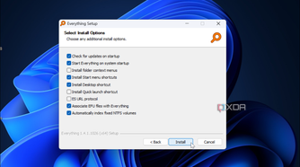 screenshot showing more installation options for Everything