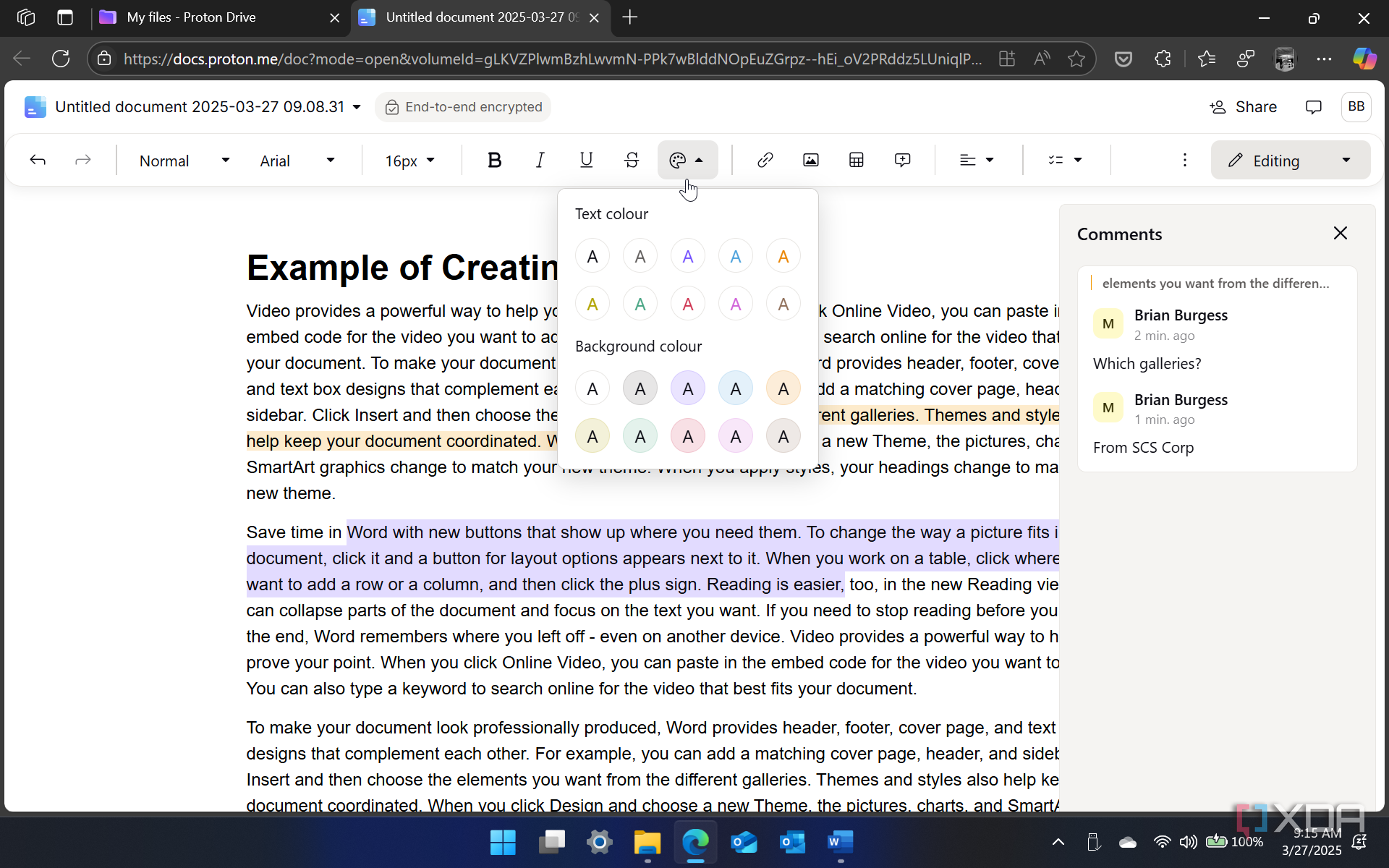 showing how to edit docs in Proton Docs