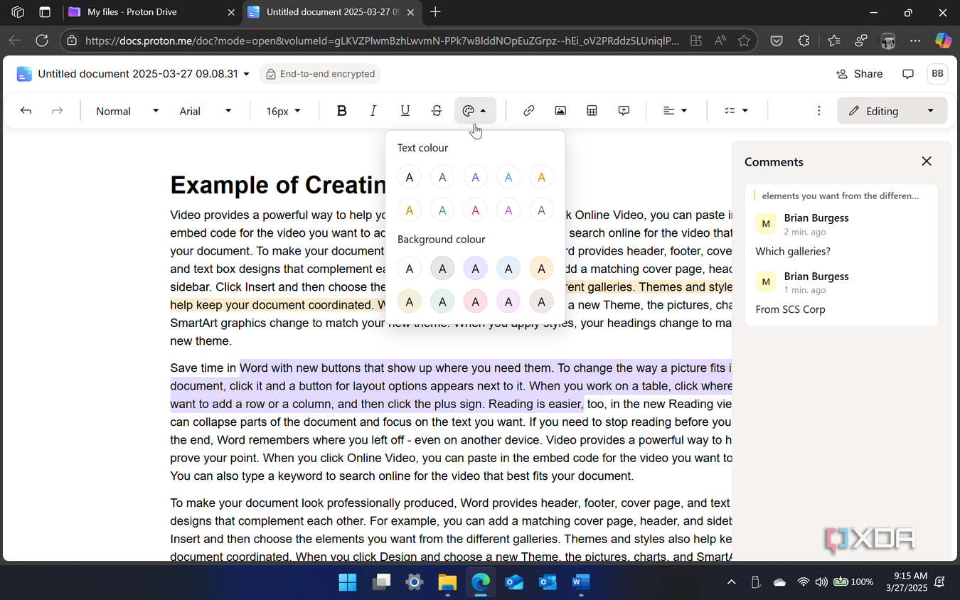 showing how to edit docs in Proton Docs