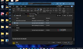 showing how to report email in Outlook app from ribbon