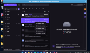 Showing how to move spam in Proton Mail client on Windows 11