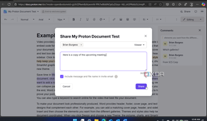 showing process to share document in Proton Docs