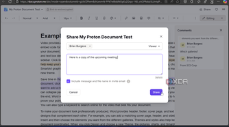 showing process to share document in Proton Docs