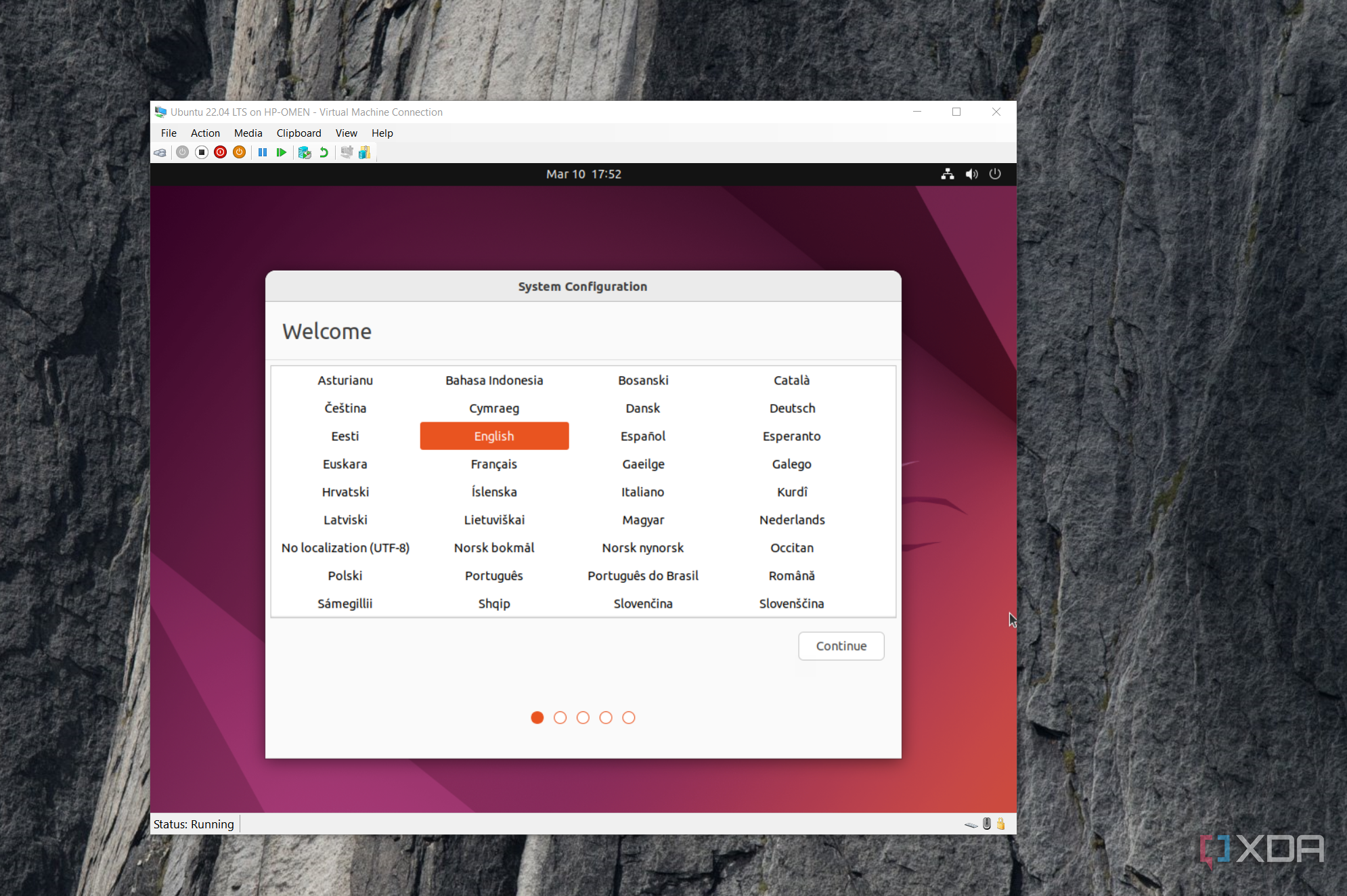 shows setting up Ubuntu in hyper-V on Windows