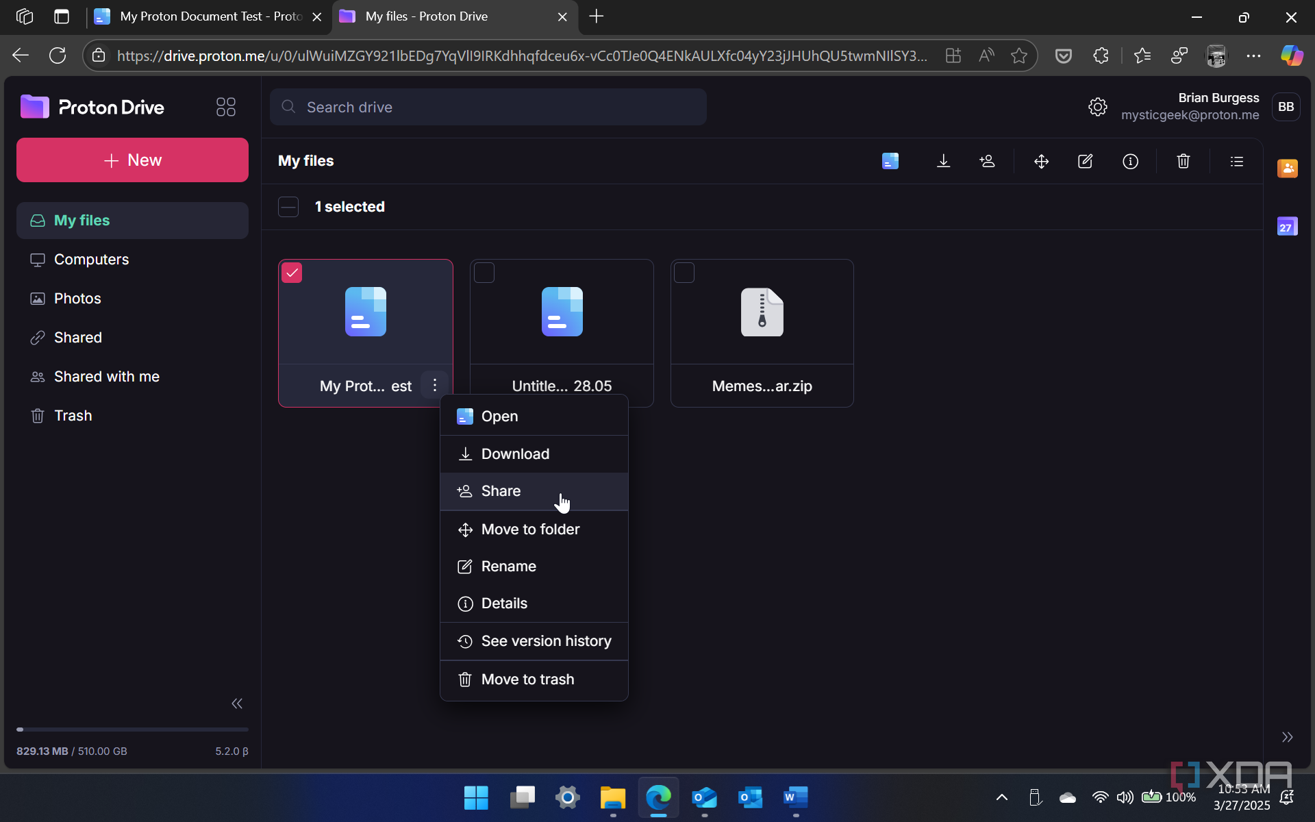 showing how to share a doc from Google Drive