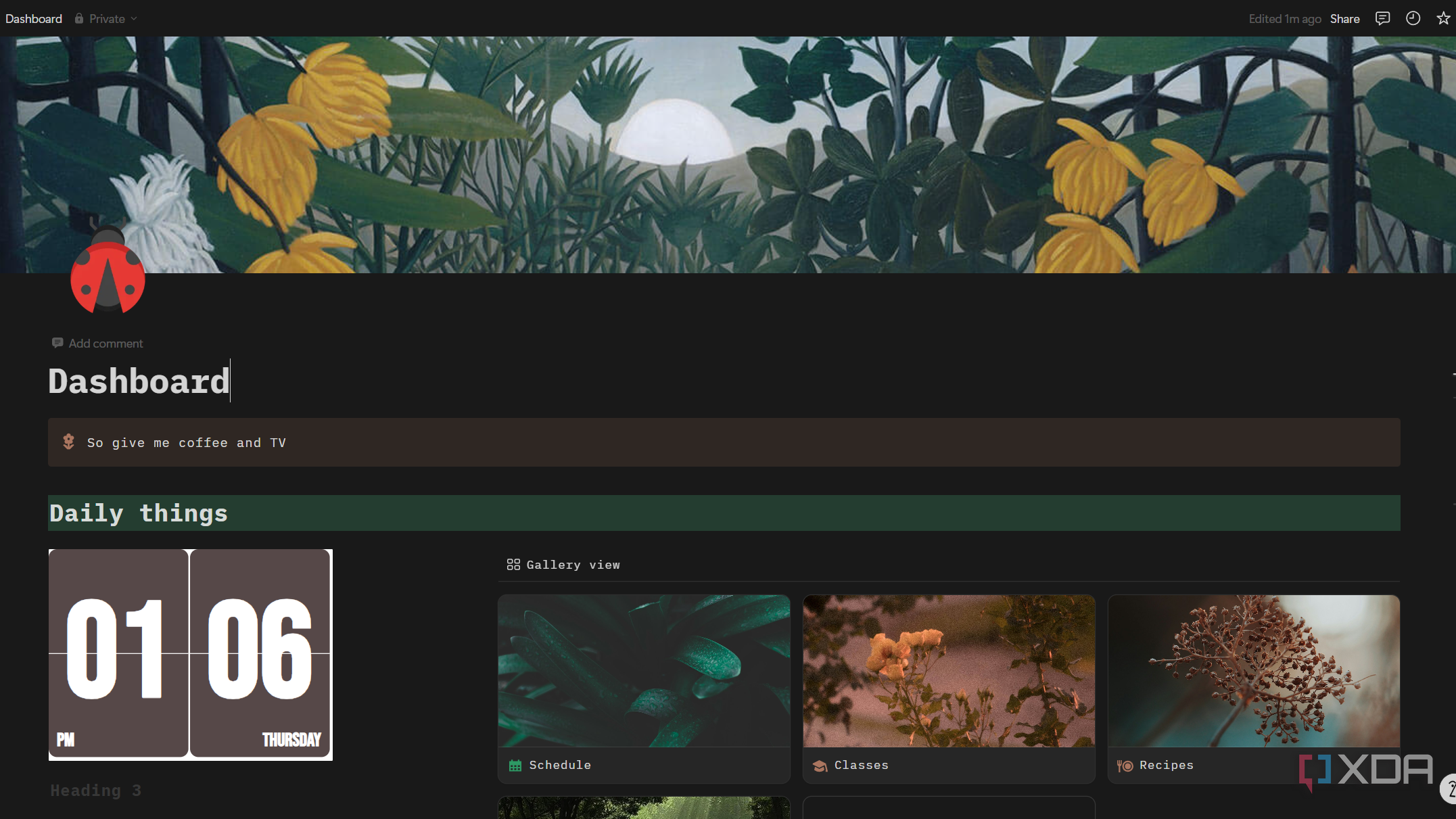 a productivity dashboard in notion