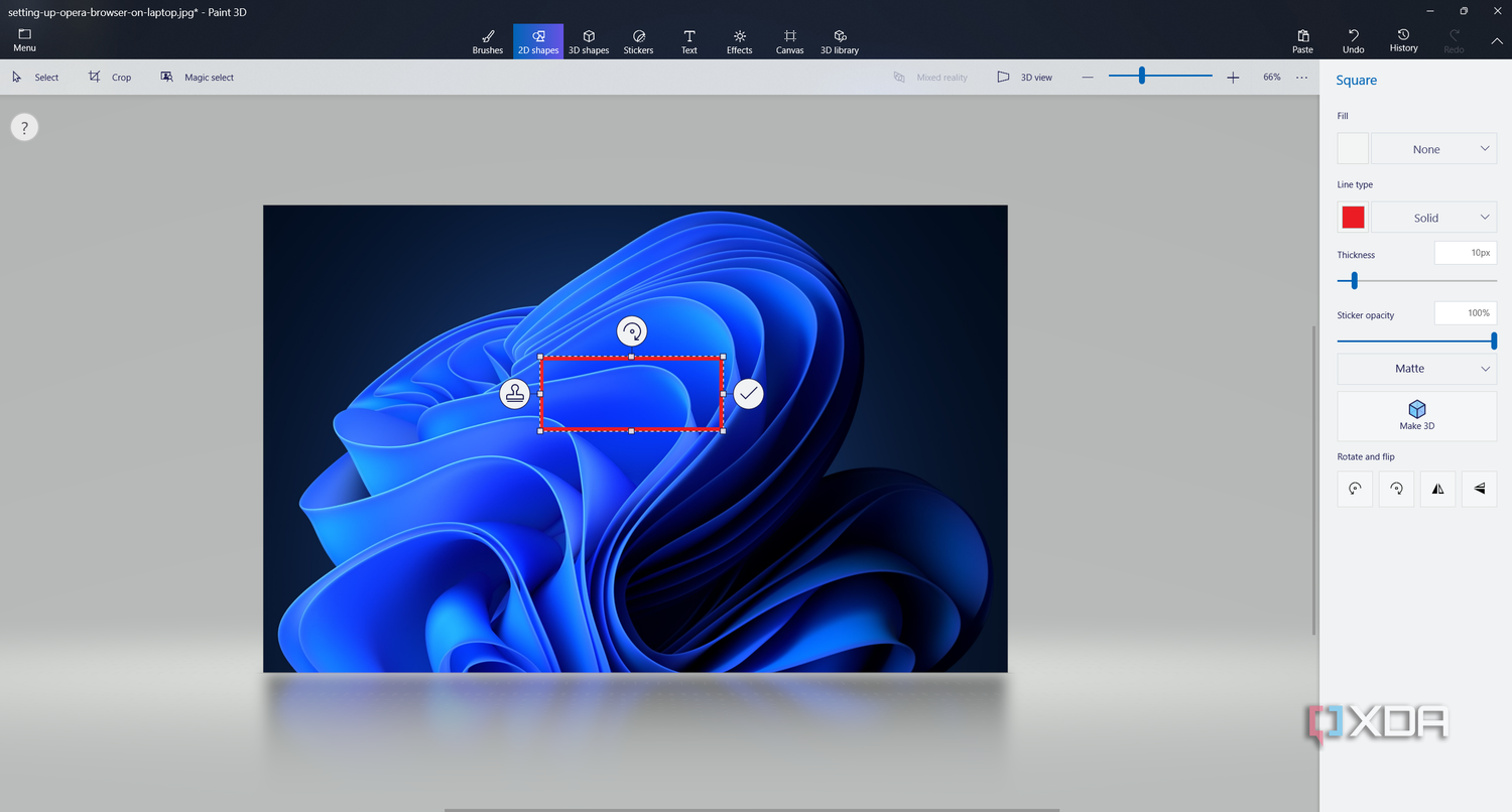adding a shape in paint 3d