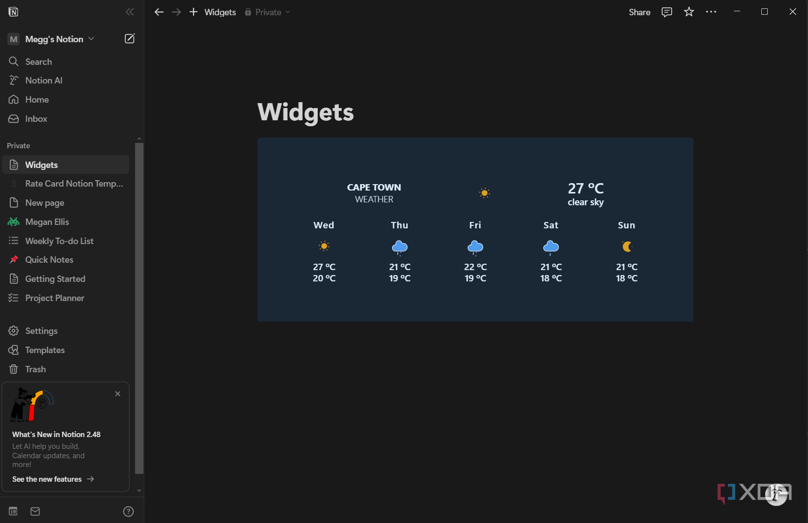adding a weather widget to notion