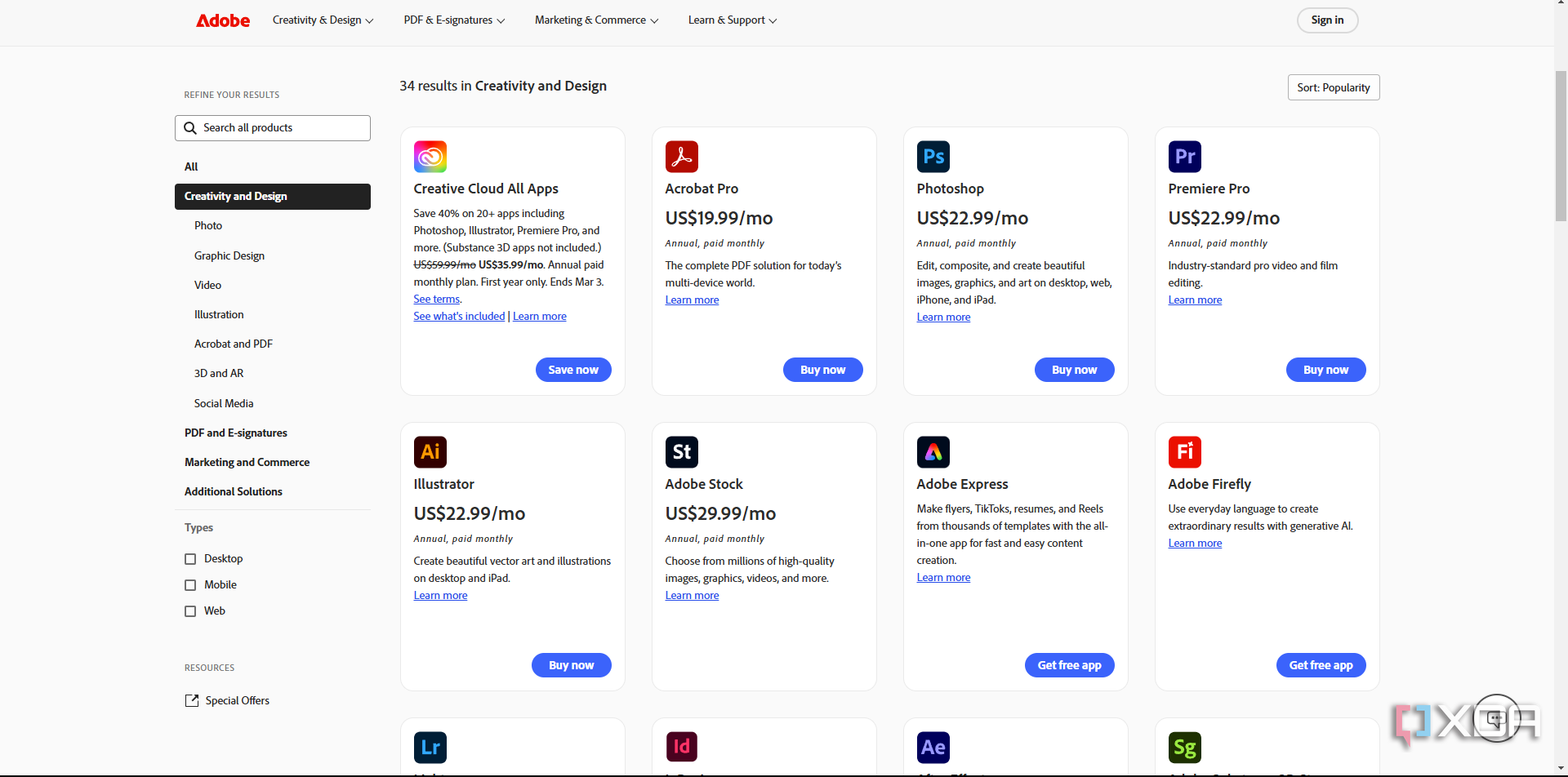 Adobe software and plans