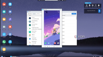 Screenshot of AirDroid web showing screen mirroring with the home screen of a connected phone