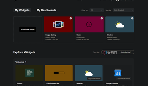 an indify account with different widgets