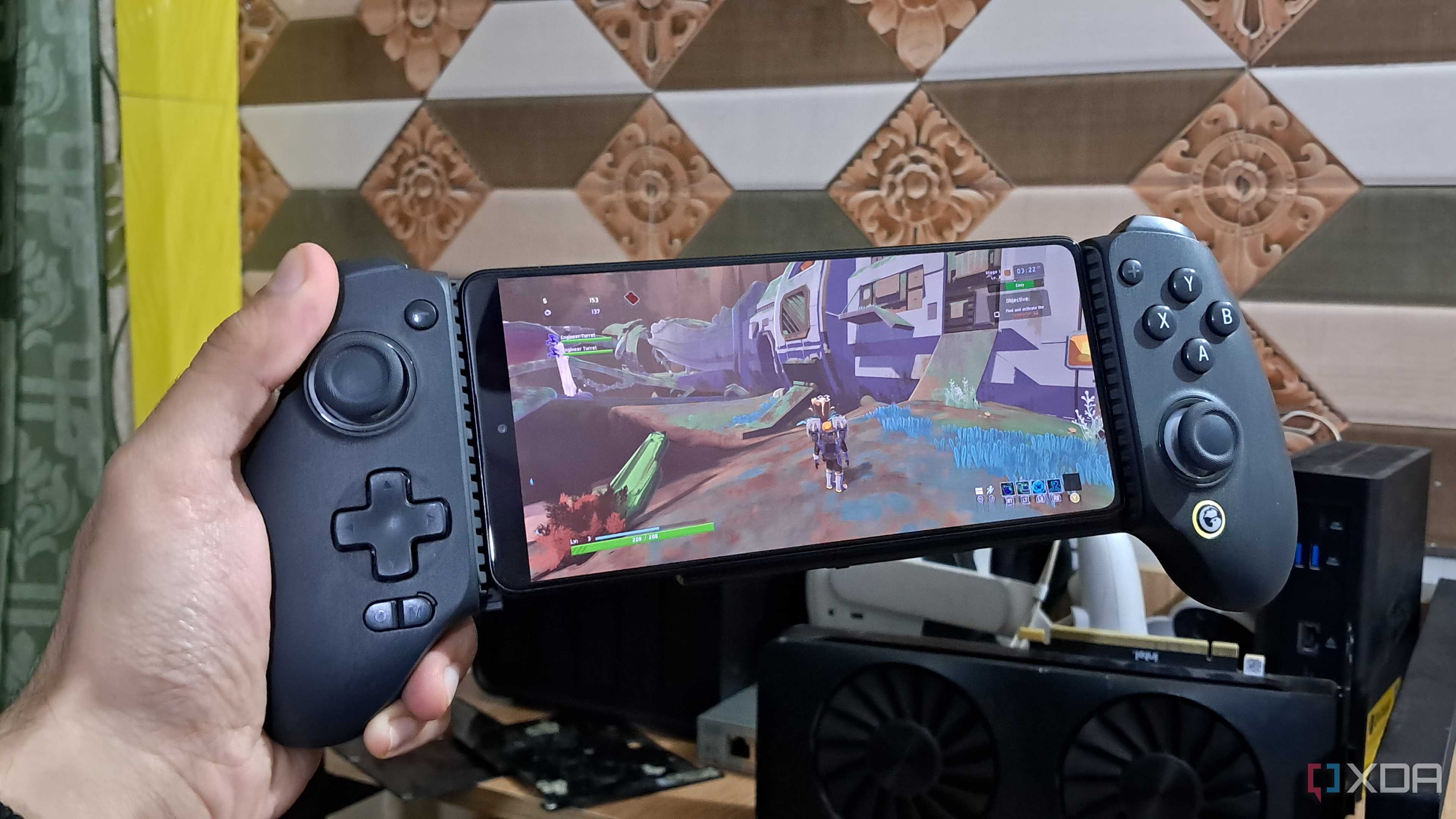 Running Risk of Rain 2 on a PC and streaming it to an Android smartphone