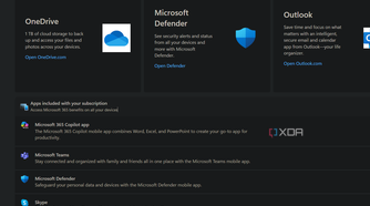 an apps included with your subscription window on a microsoft account page
