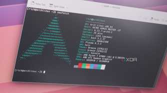 Screenshot showing Arch Linux Konsole neofetch