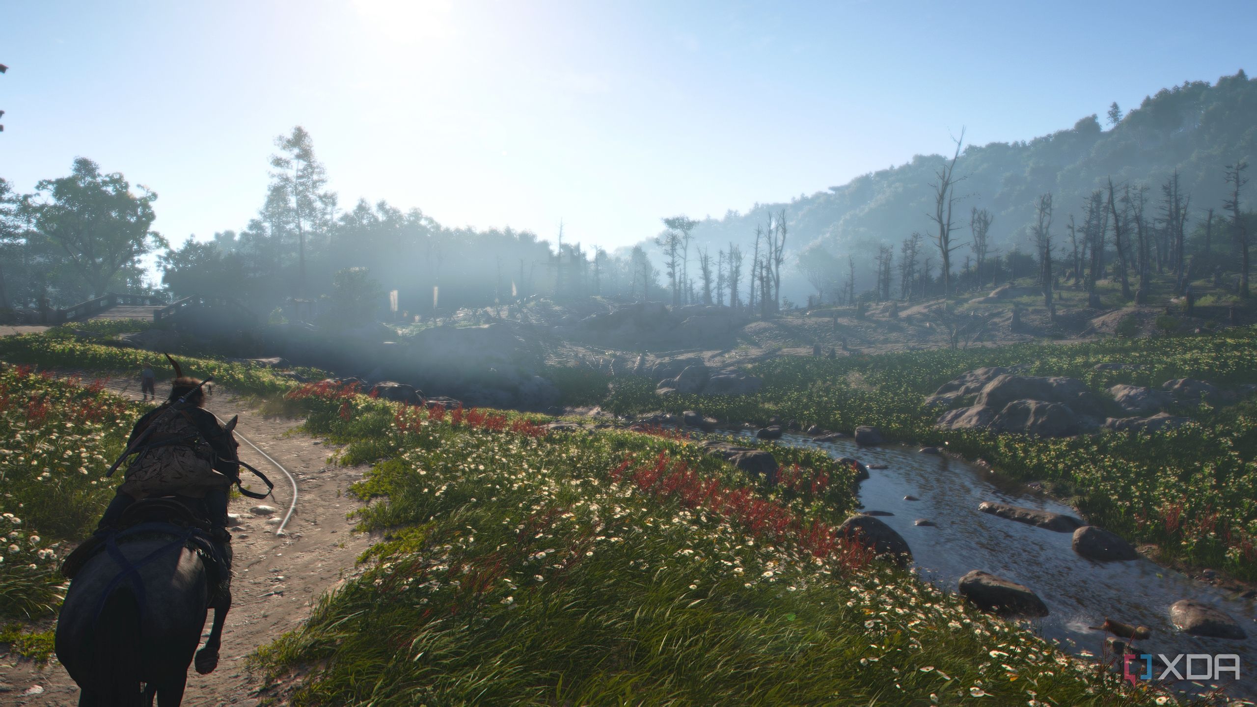 assassins creed shadows countryside naoe horseback