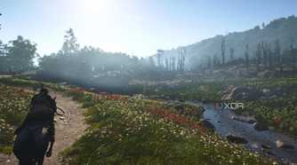 assassins creed shadows countryside naoe horseback