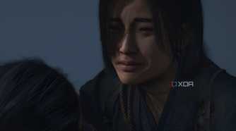 A screenshot from Assassin's Creed Shadows, showing the female protagonist crying.