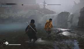 A screenshot from Assassin's Creed Shadows, showing Naoe, the female protagonist, in combat with a man.