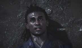 A screenshot from Assassin's Creed Shadows, showing Yasuke, the protagonist, laying on the ground as it rains.