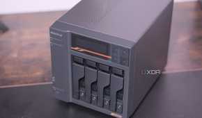 Asustor AS6804T from the front kept on a desk