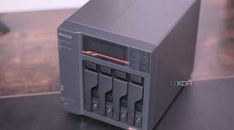 Asustor AS6804T from the front kept on a desk