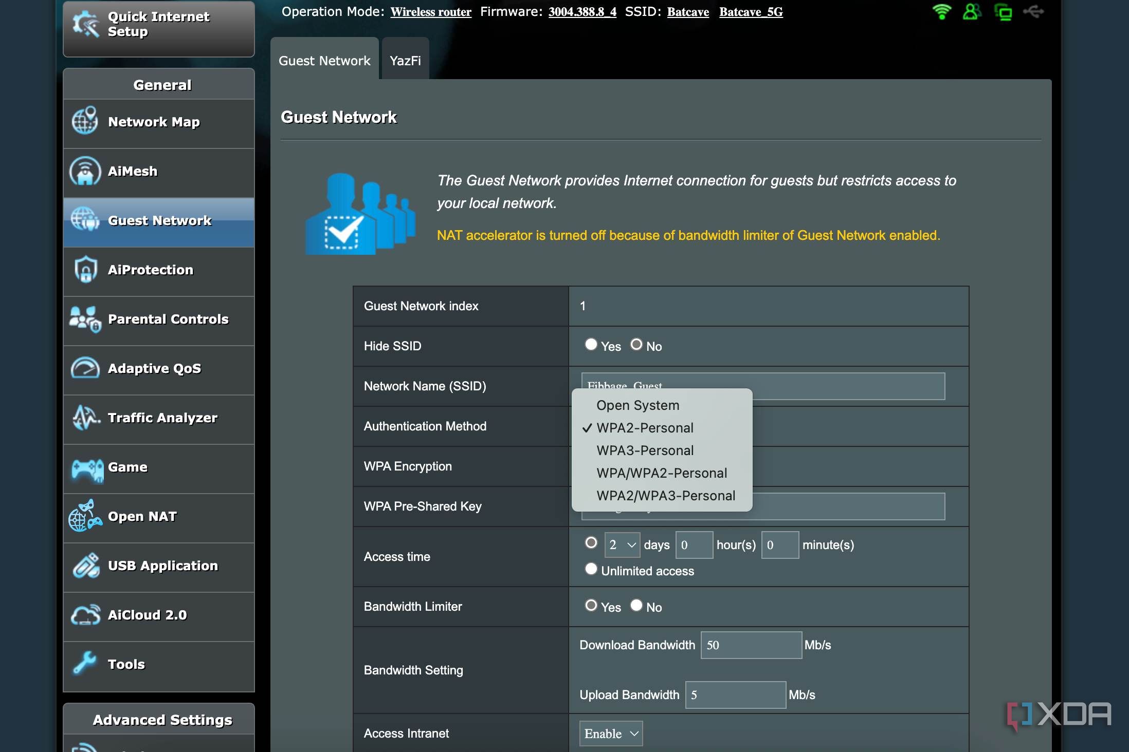 Select a better WPA authentication for guest Wi-Fi credentials