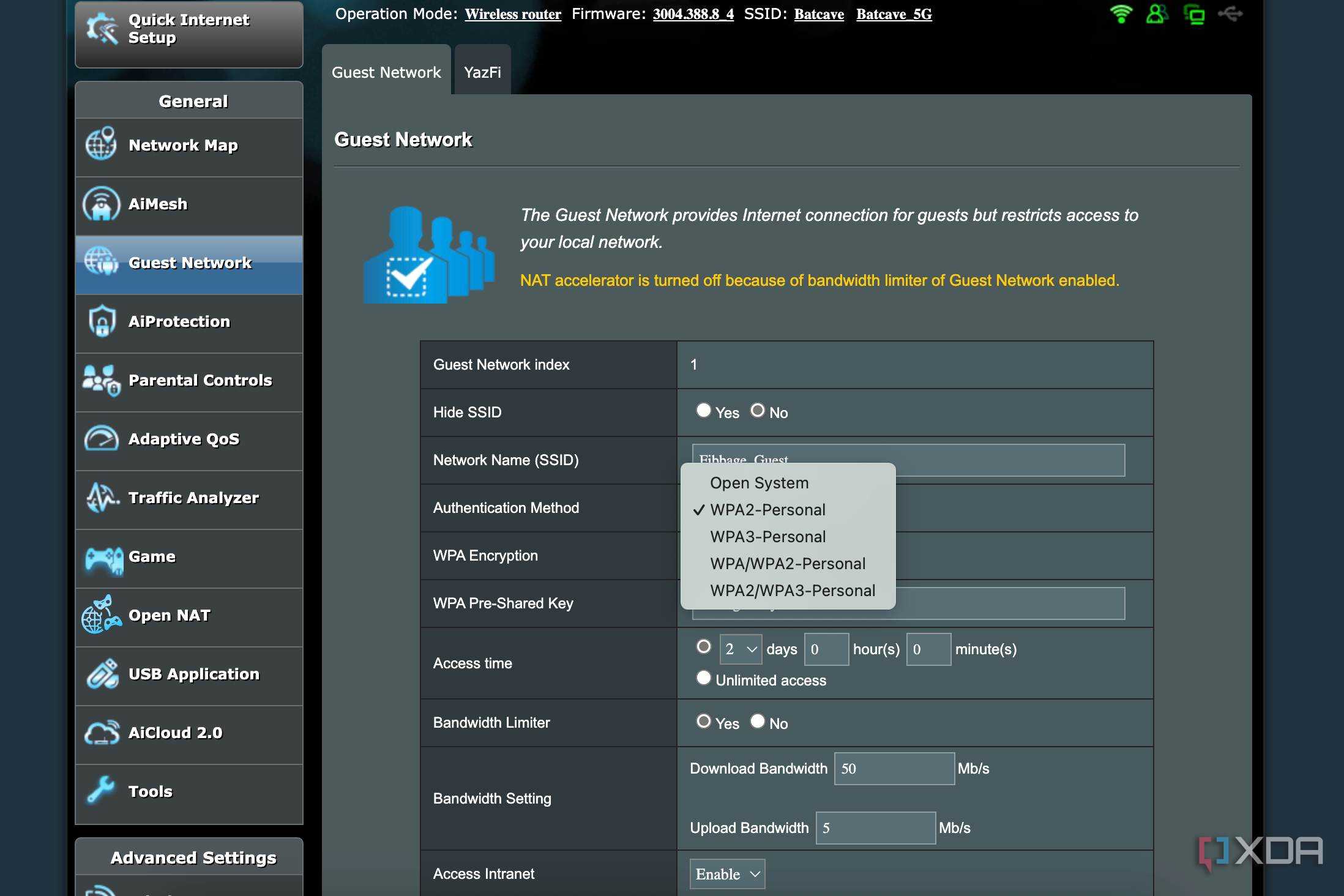 Select a better WPA authentication for guest Wi-Fi credentials