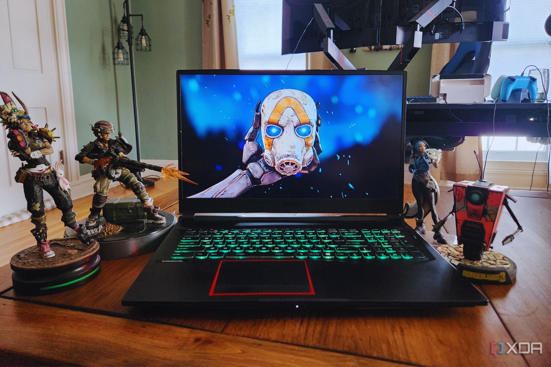 Borderlands 4 Laptop with action figures