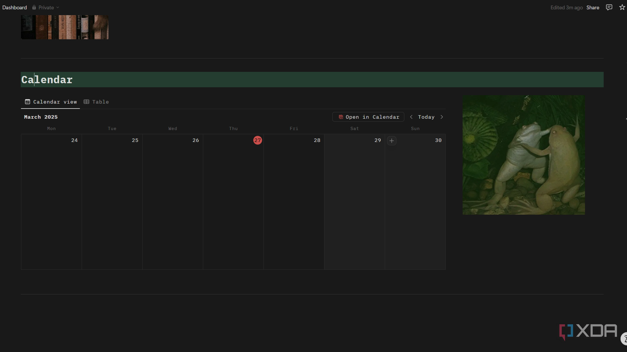 calendar template in notion