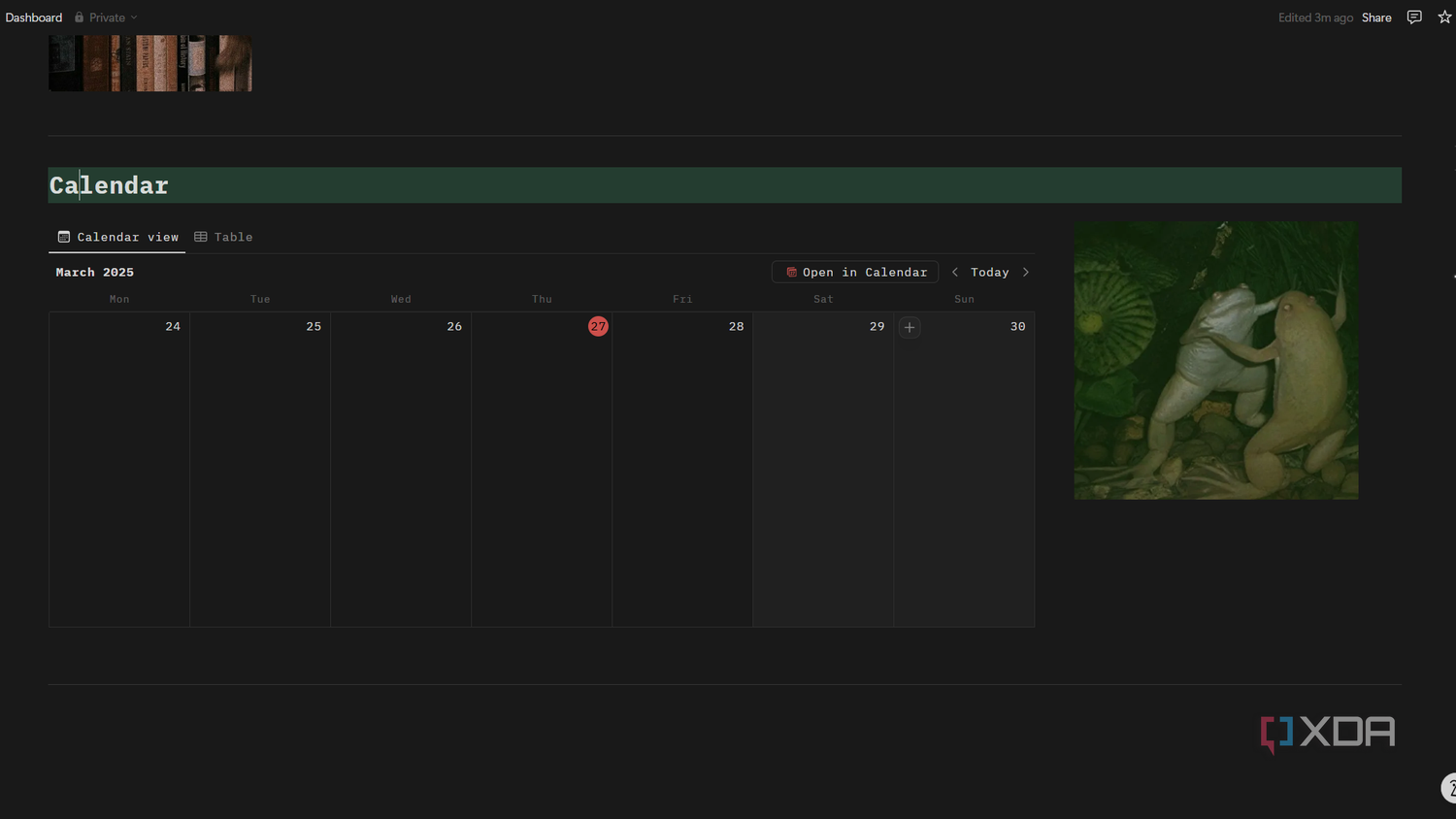 calendar template in notion