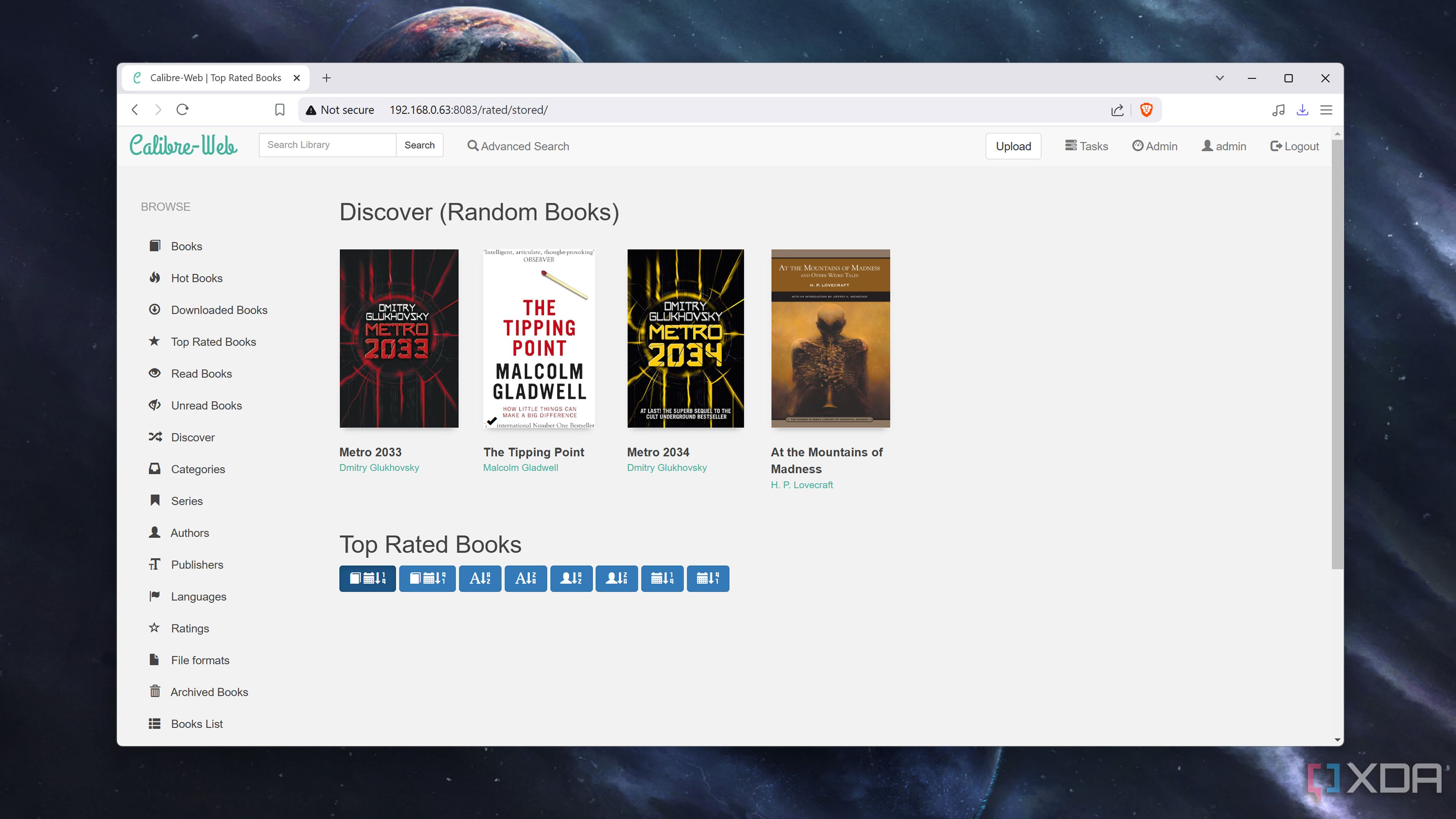 Searching for random books on Calibre-Web