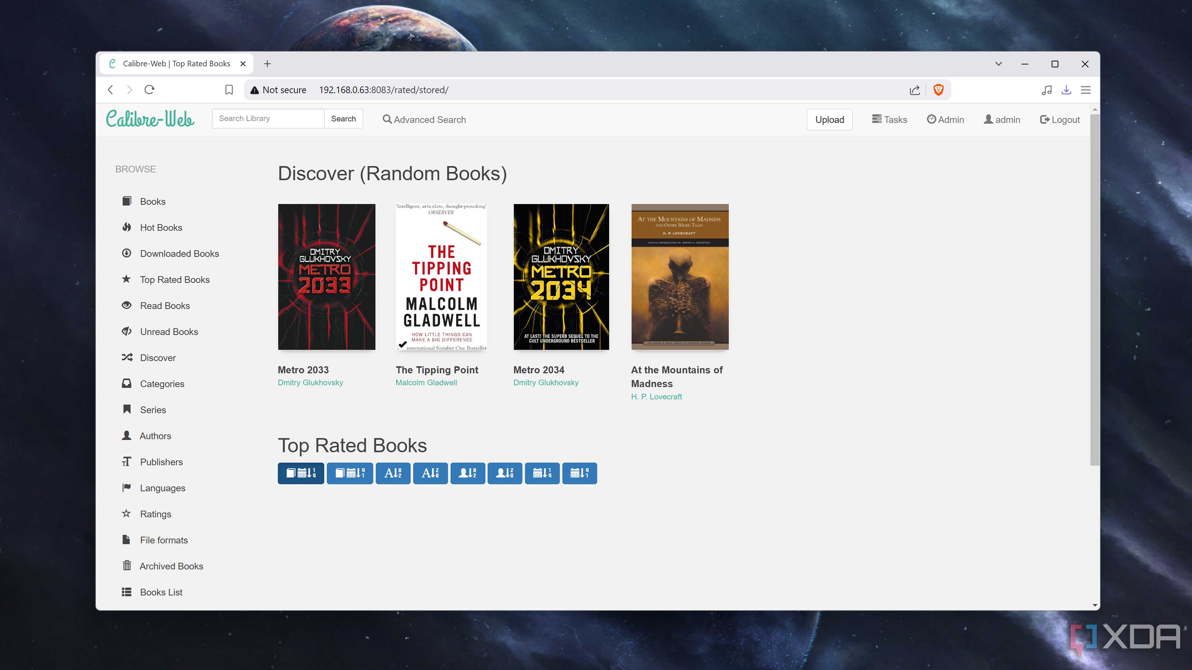 Searching for random books on Calibre-Web