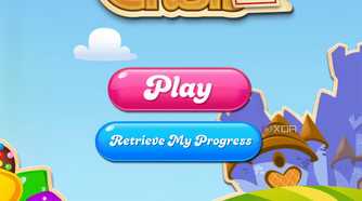 Mobile screenshot of the game Candy Crush Saga, showing the game's opening menu splash screen.