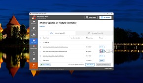 Screenshot of CCleaner's driver updater tool showing 27 driver updates available