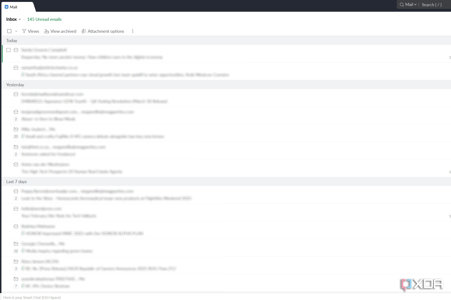zoho mail in light mode on chrome