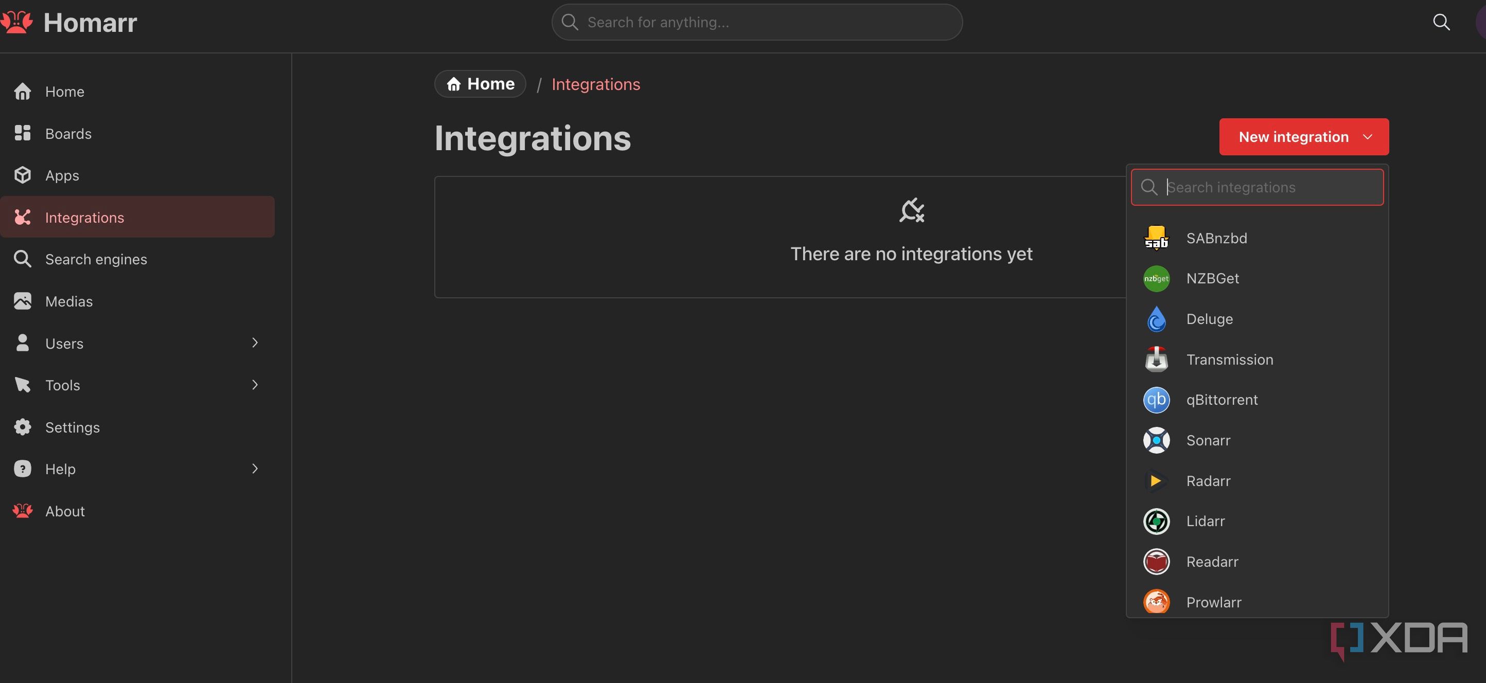 Add new services in Homarr