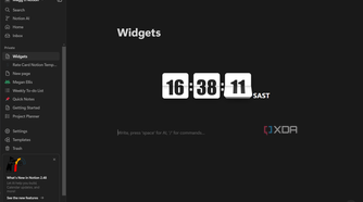 clock widget in notion