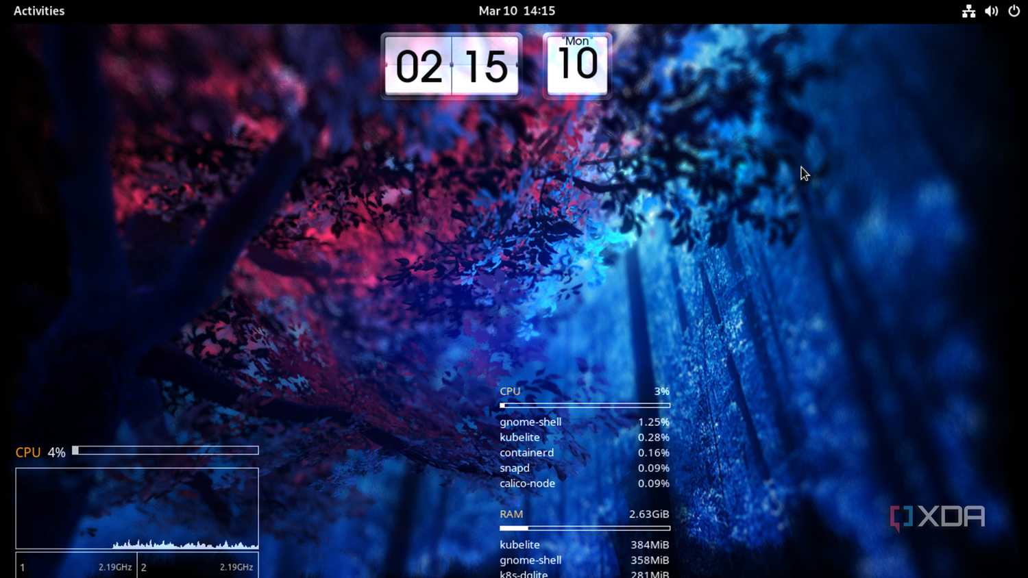 Conky widgets appearing on a Linux desktop
