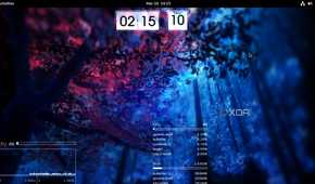 Conky widgets appearing on a Linux desktop