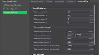 Creality Print motion settings
