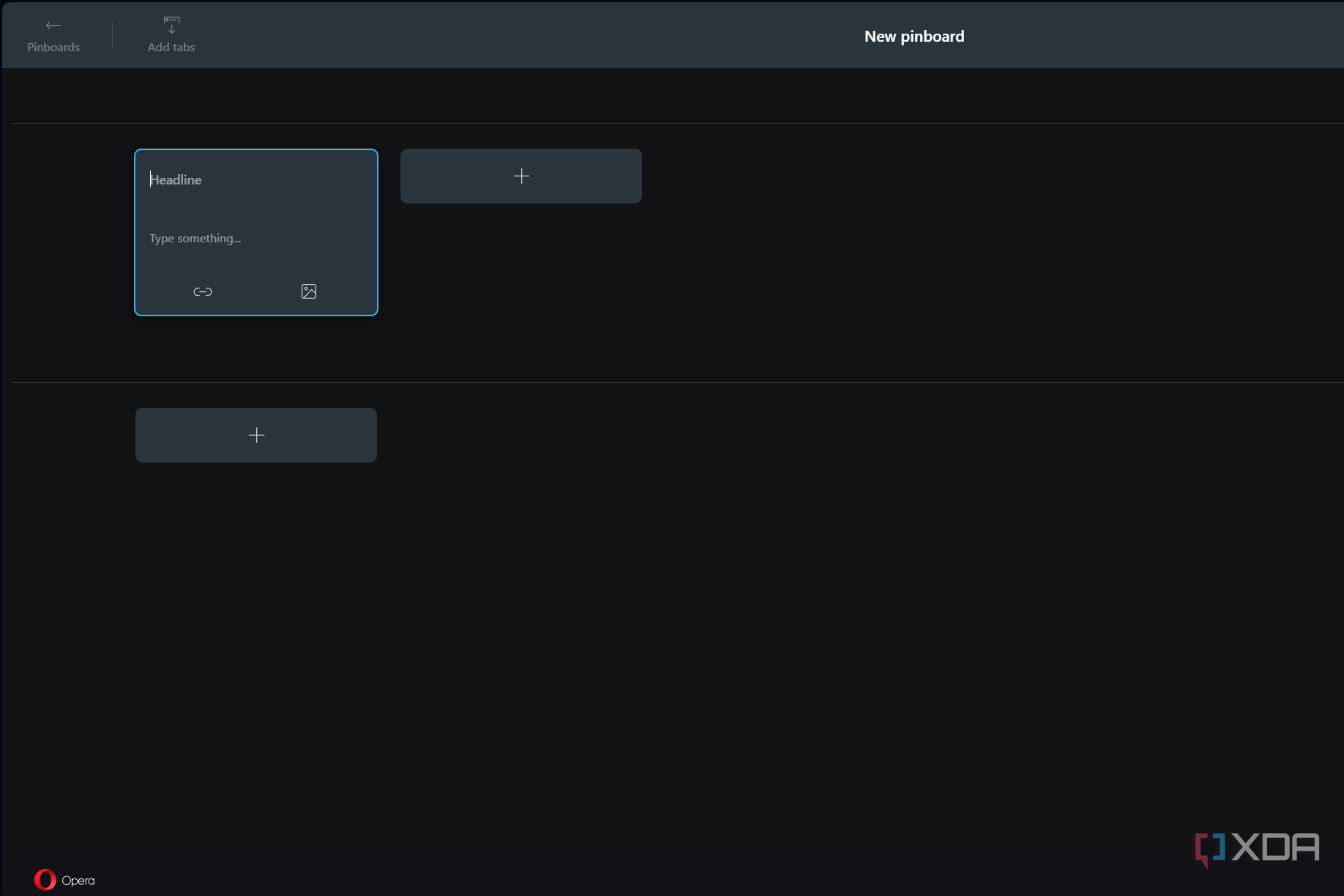 creating a new pinboard on opera