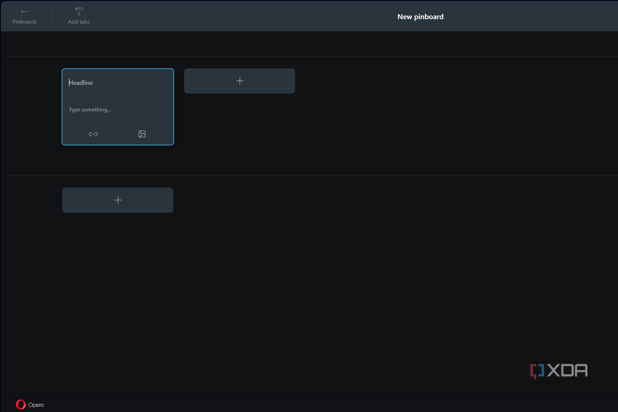 creating a new pinboard on opera
