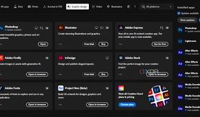 Creative Cloud app available apps