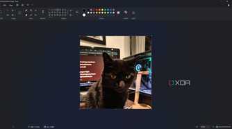 cropped picture of a cat in paint