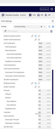 Cura motion settings