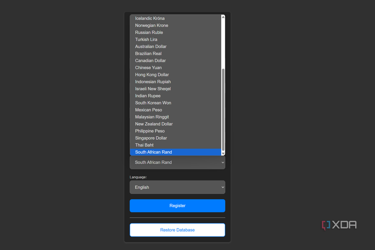 currency options in wallos