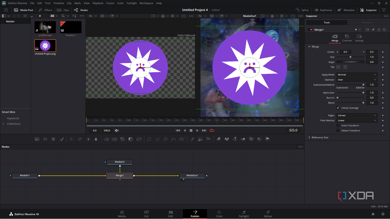 DaVinci Resolve linking nodes